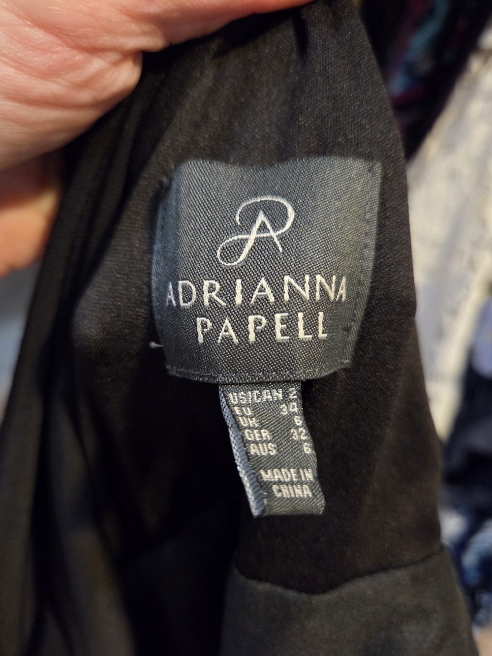 Adrianna Papell Dress Black with Blue Floral Fit-and-Flare Skirt - Picture 6 of 10